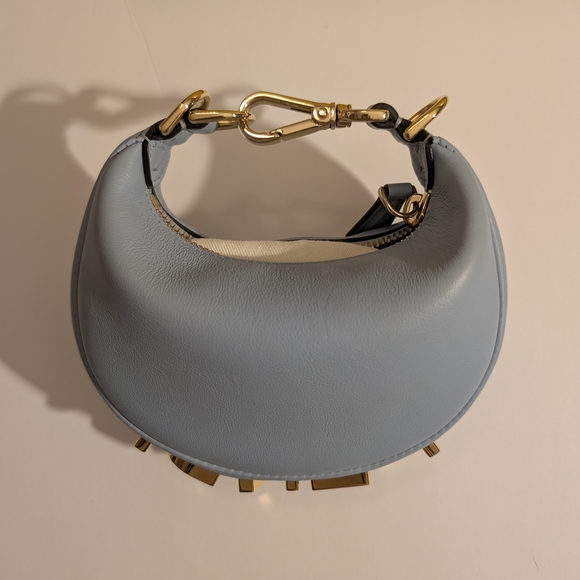 Fendi Handbags - XSOLDXFendi Powder Blue Crescent Hobo with Gold Hardware